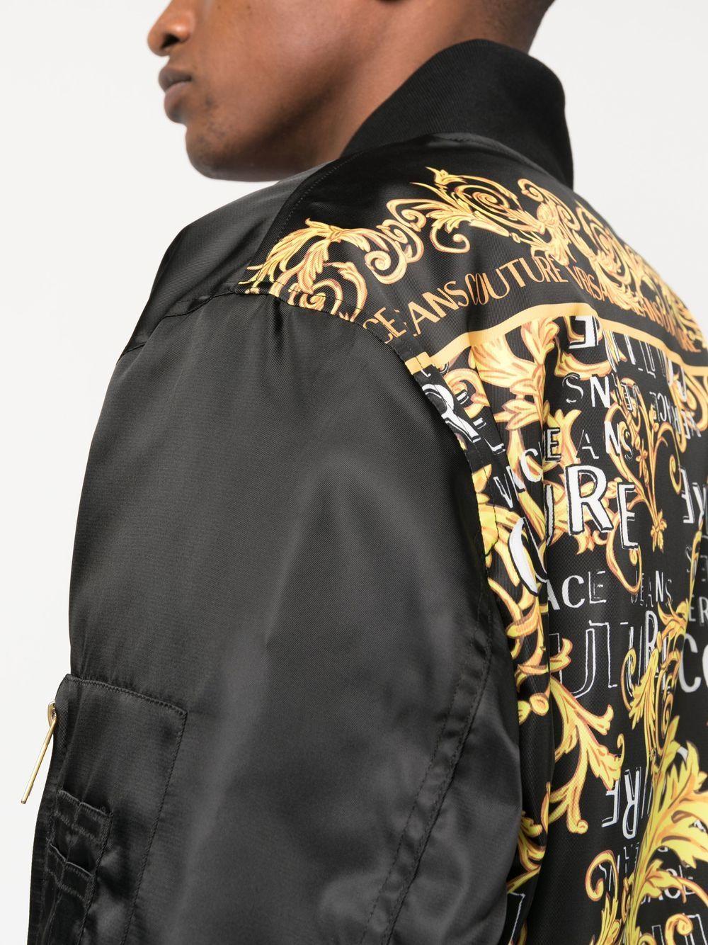 Versace Jeans Couture Baroque-print Bomber Jacket in Black for Men | Lyst