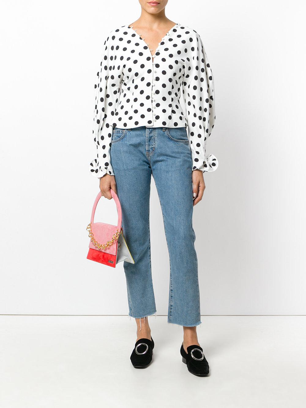Jacquemus Polka Dot Button Up Blouse in White - Lyst