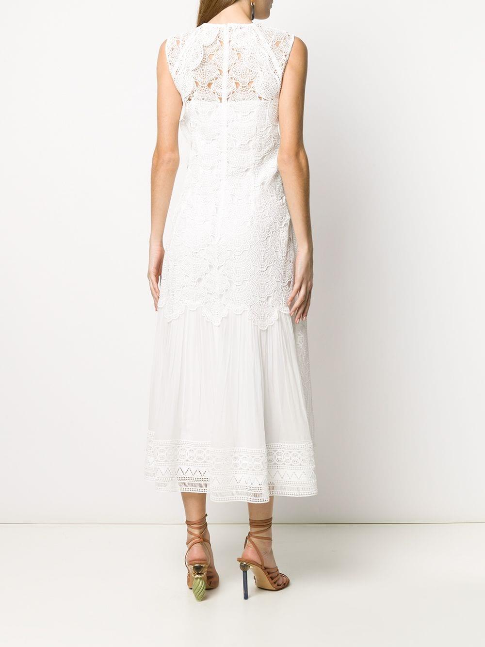 Alberta Ferretti Silk Embroidered Dress in White - Lyst