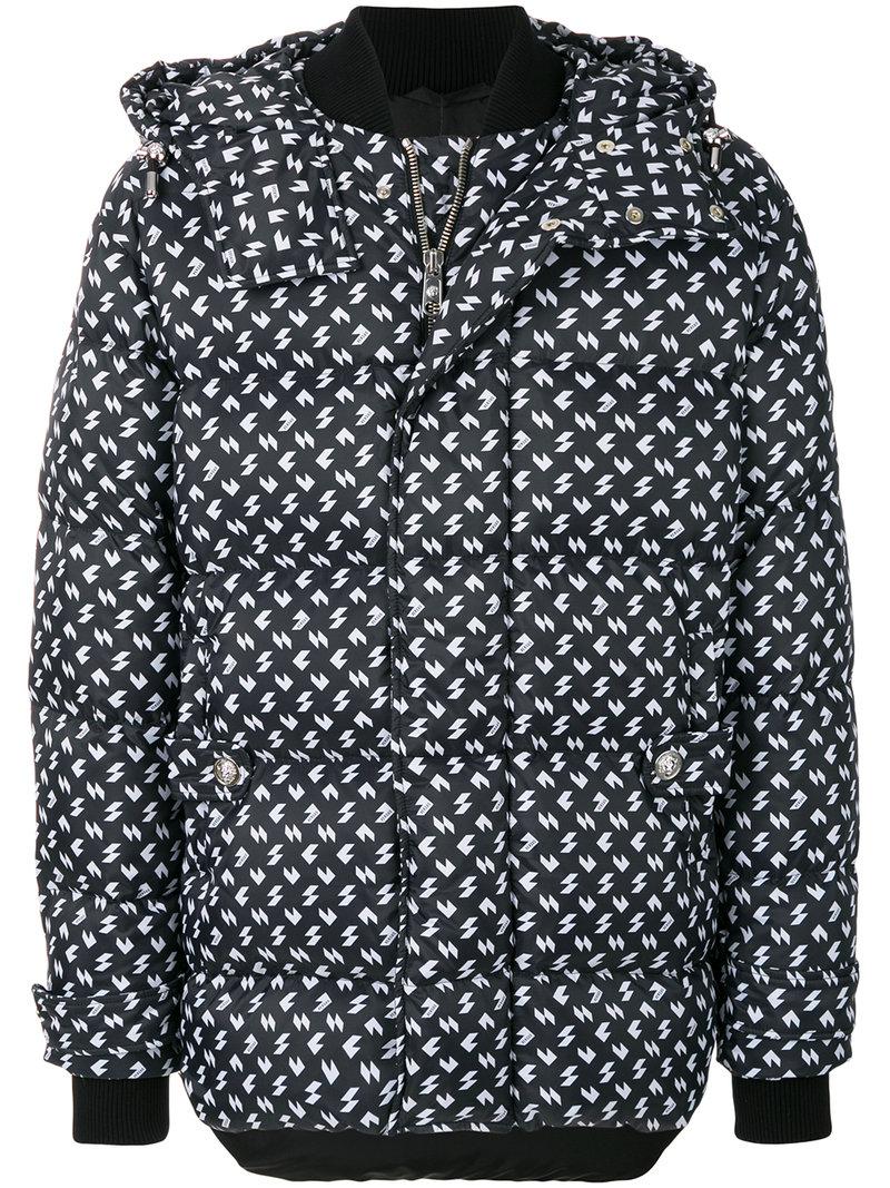 patterned puffer jacket