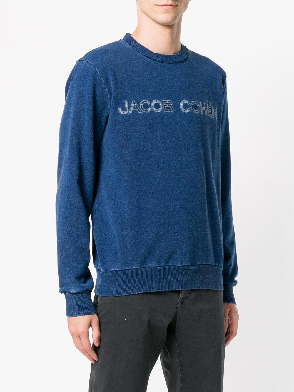 Jacob Cohen Cotton Logo Embroidered Sweatshirt in Blue for Men - Lyst
