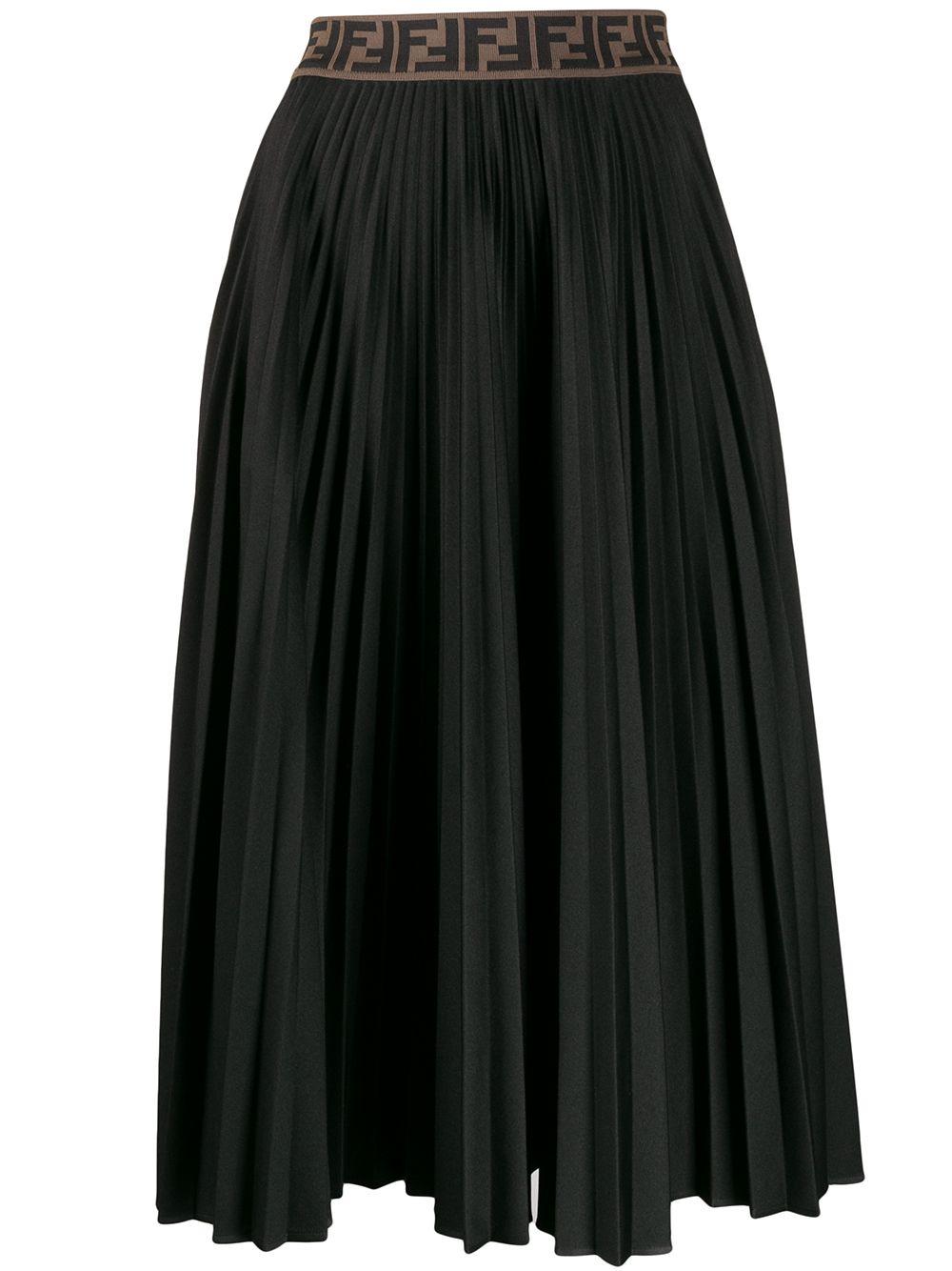 Fendi Ff Motif Pleated Skirt in Black | Lyst