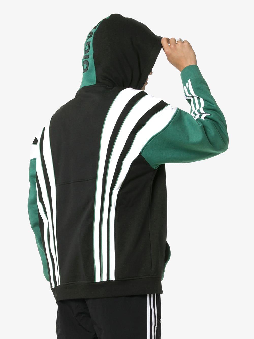 adidas Cotton X Nts Radio Original Striped Hoodie in Green for Men | Lyst