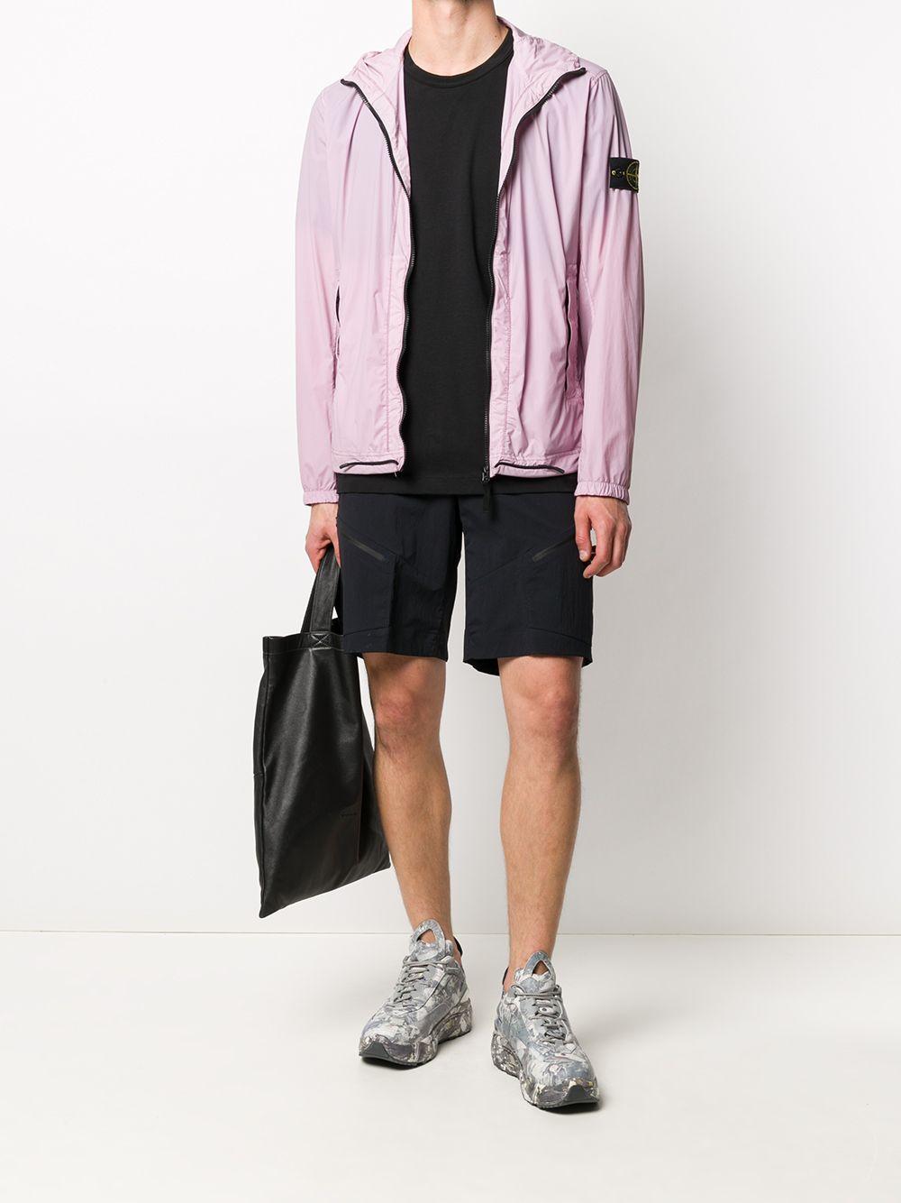 Stone Island Logo Patch Hooded Windbreaker Jacket in Pink for Men | Lyst