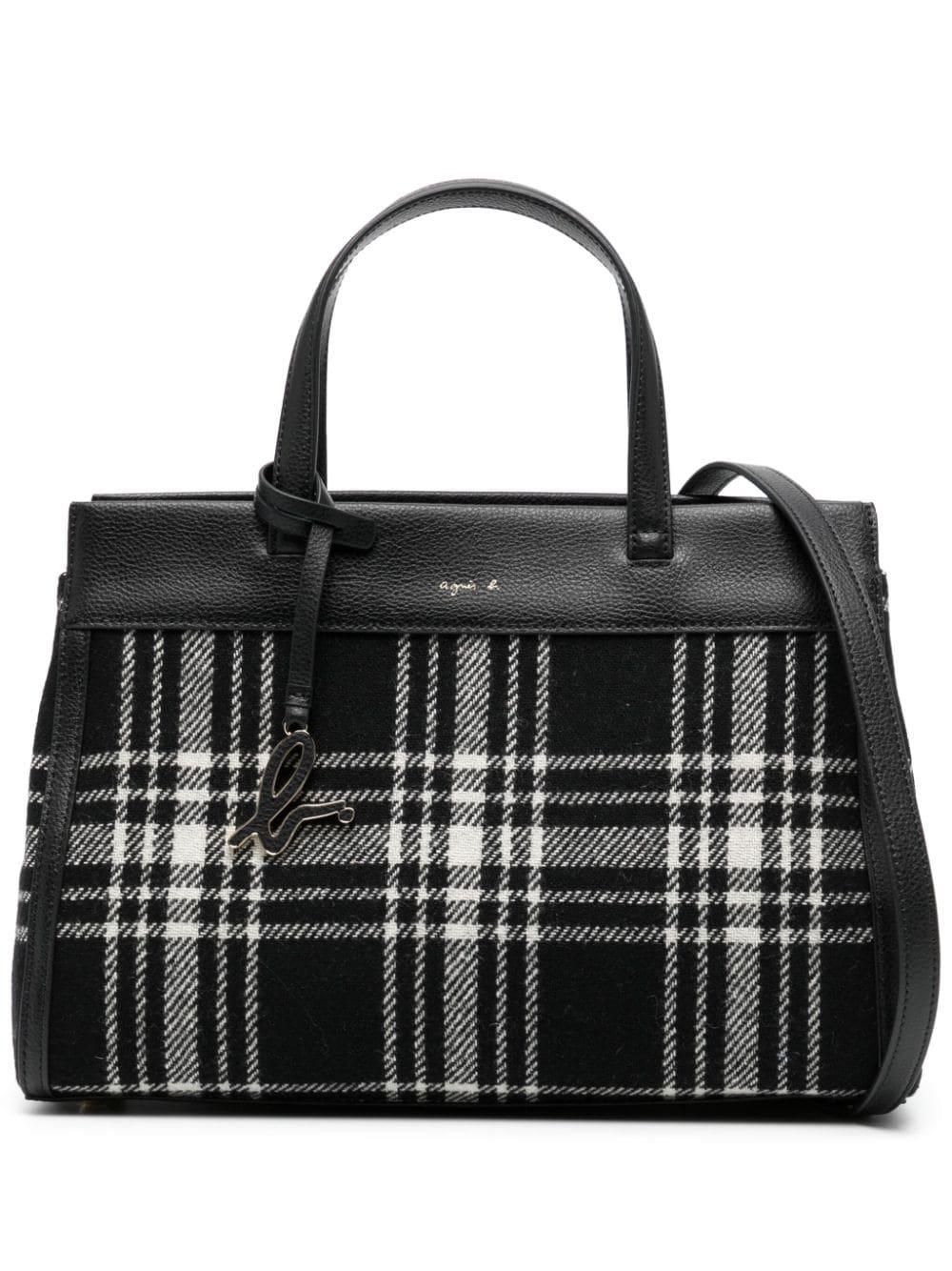 Agnès B. Plaid-check Wool Crossbody Bag In Black | Lyst