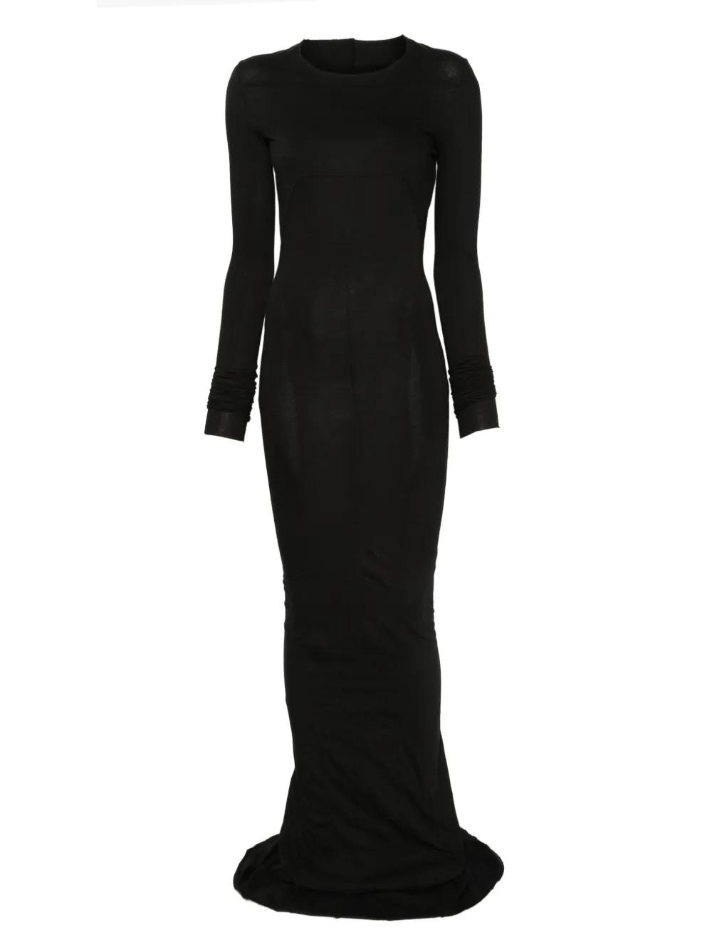 ワンピース Rick Owens Sheath dress with long sleeves Black RICK OWENS Black V-Back Maria Long Sleeve Zip Back Sheath