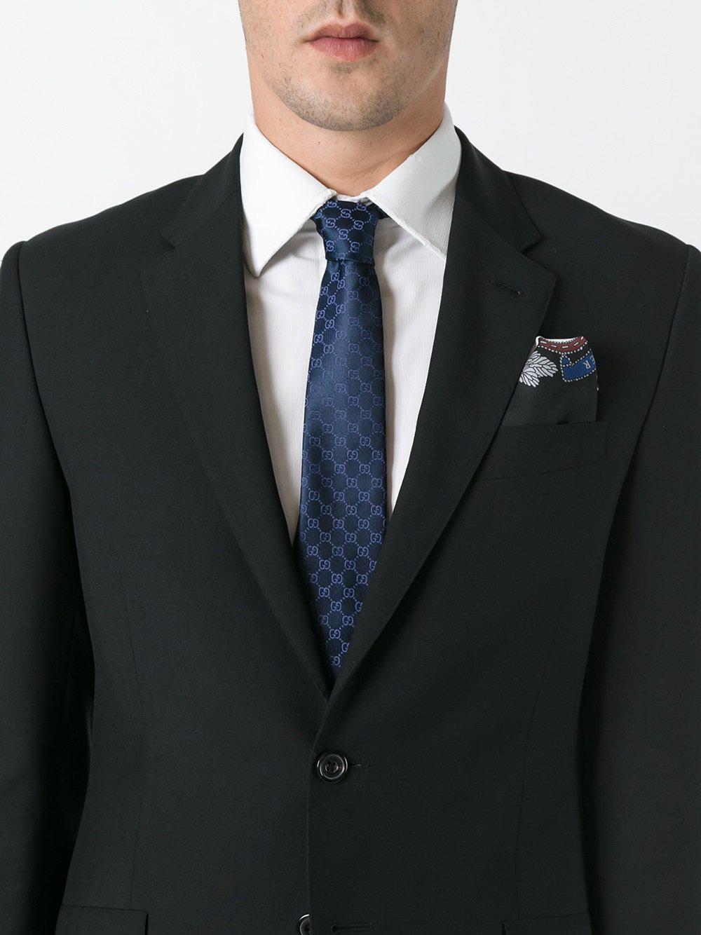 Gucci Silk Gg Pattern Tie in Blue for Men - Lyst