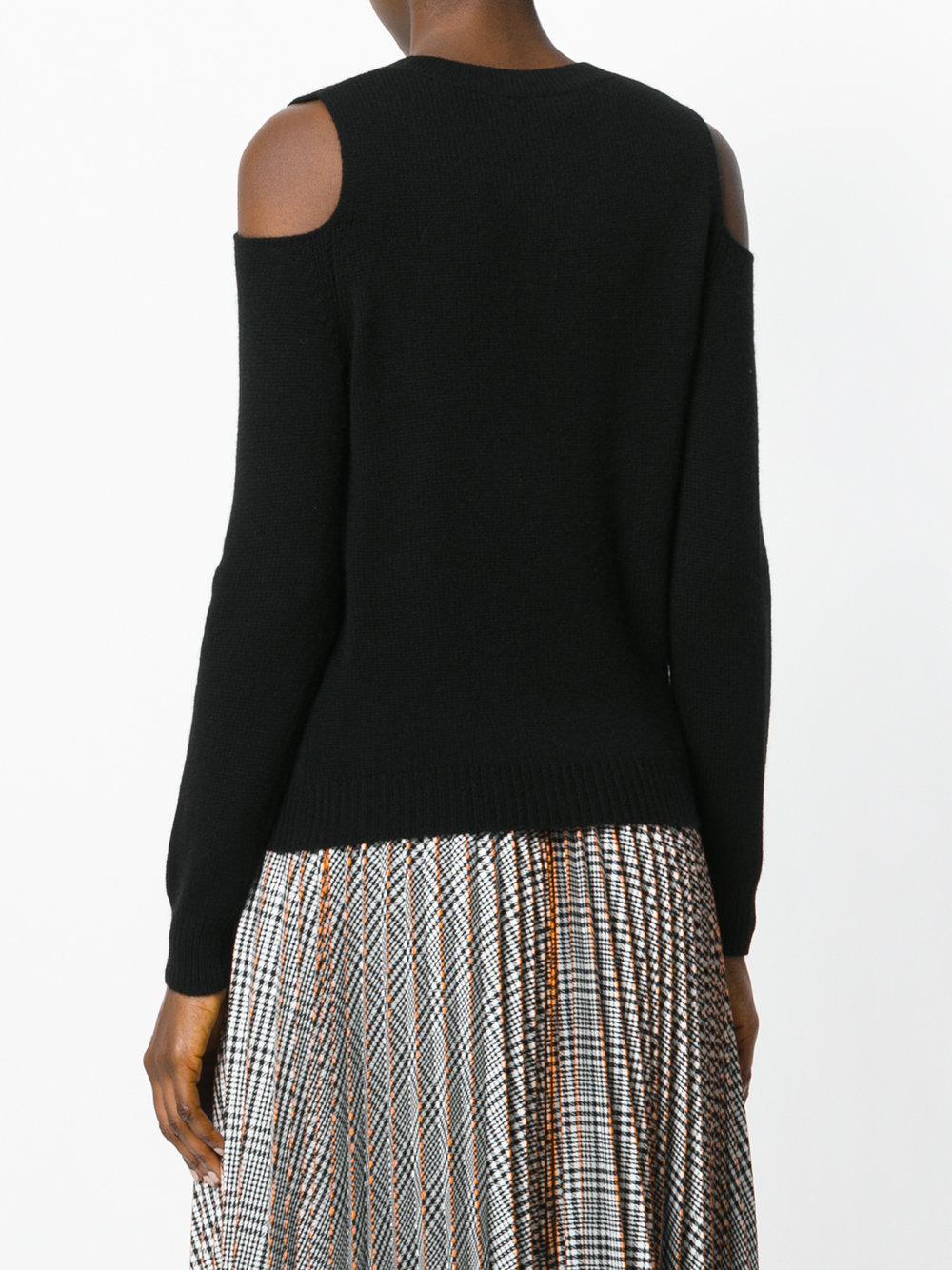 black shoulderless sweater