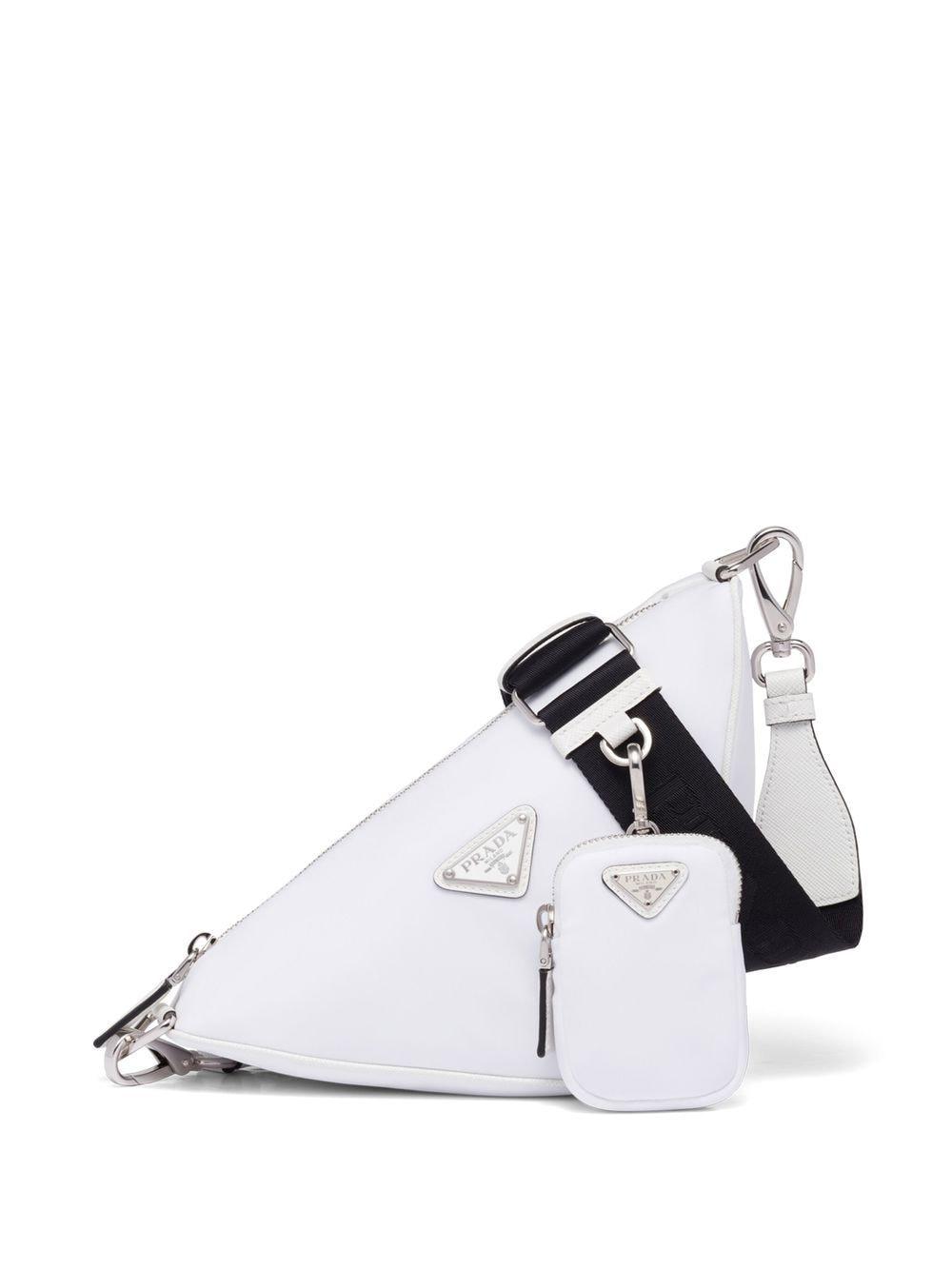 Prada Triangle Re-nylon Shoulder Bag in White | Lyst