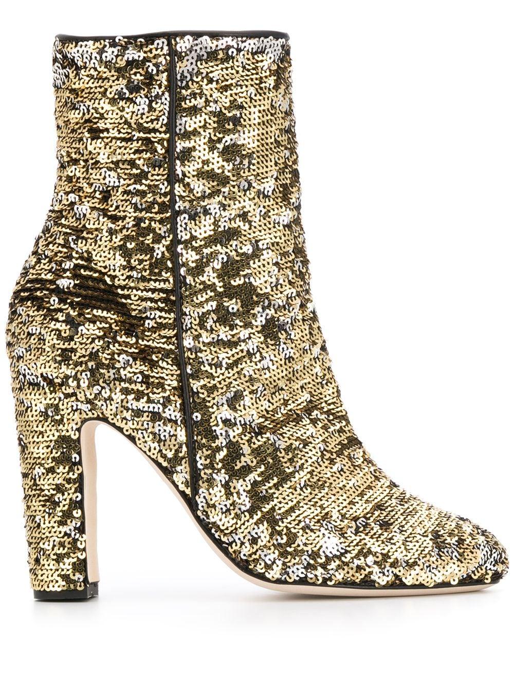 gold sequin booties
