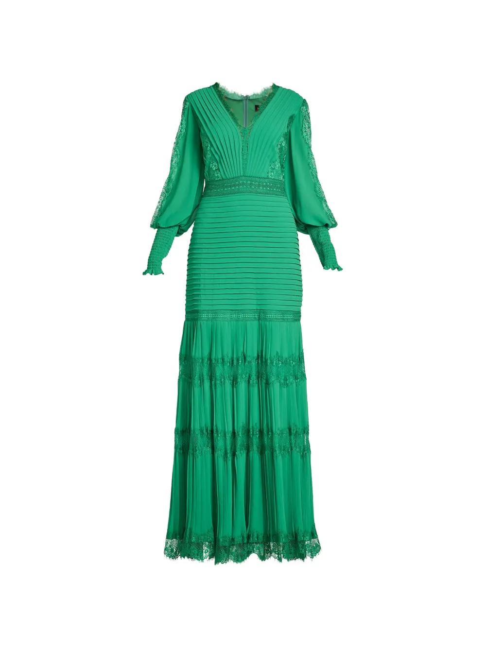 tadashi green lace dress Tadashi Shoji Draped Sequin Lace Gown