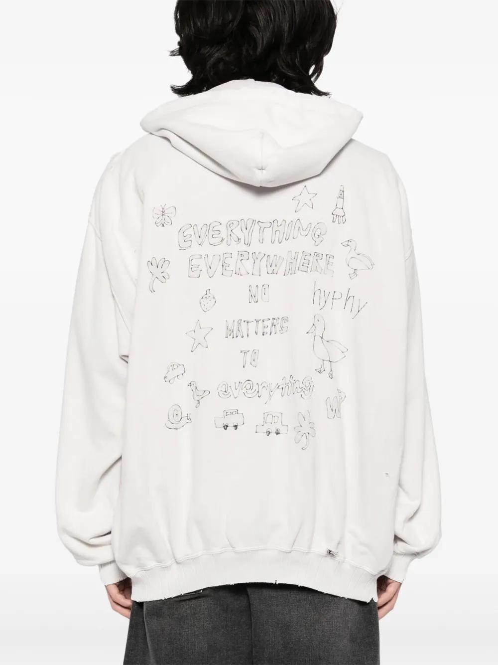 Maison Mihara Yasuhiro Bleached Smily-Face-Print Zip-Up Hoodie in