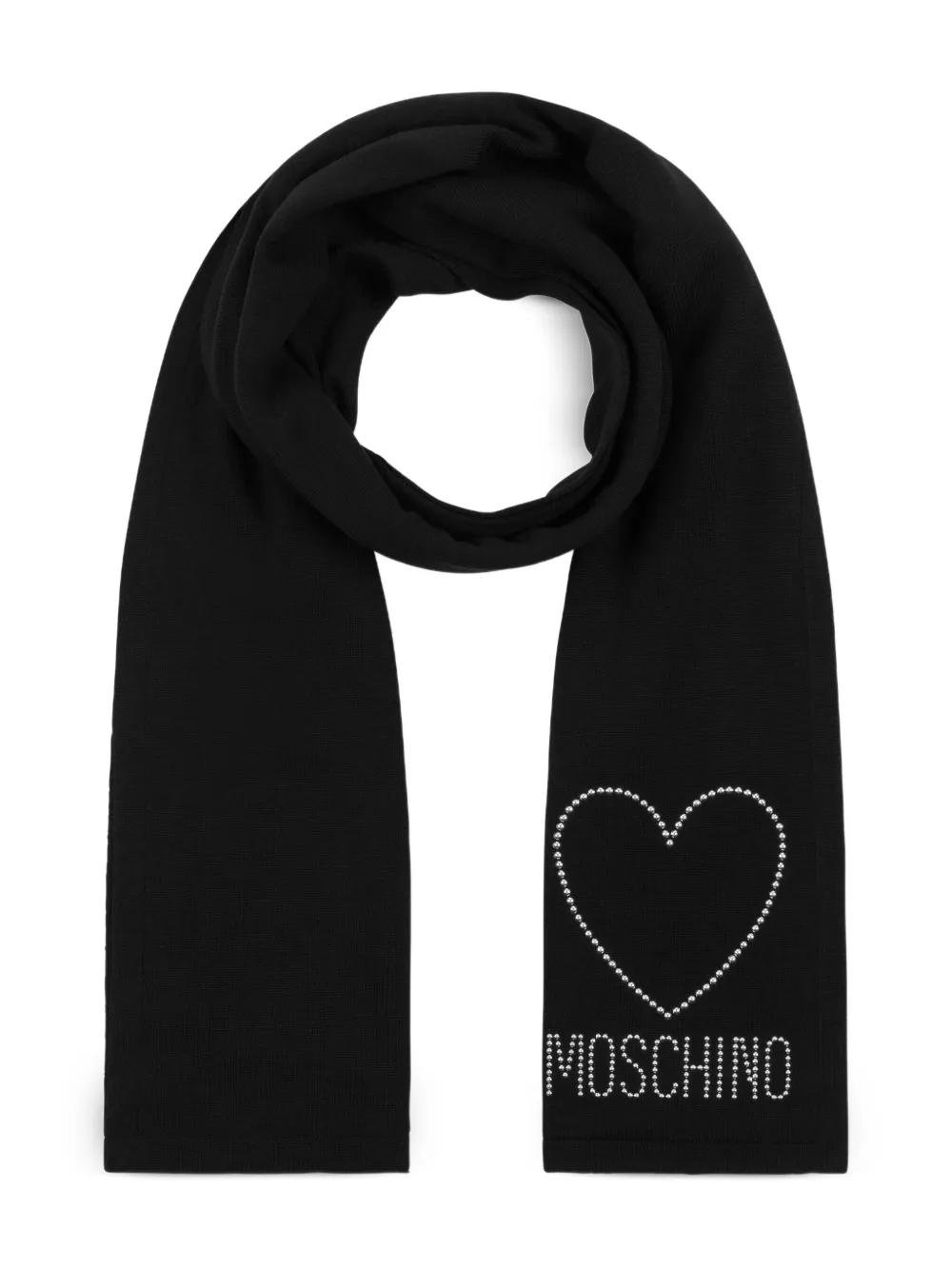 【MOSCHINO】Moschino Couture Scarf Woman Black Moschino Scarf Black Floral Design - Modal Shawl - Como Milano