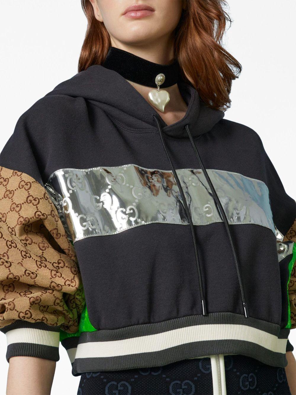 Gucci GG Cropped Cotton Hoodie in Black | Lyst