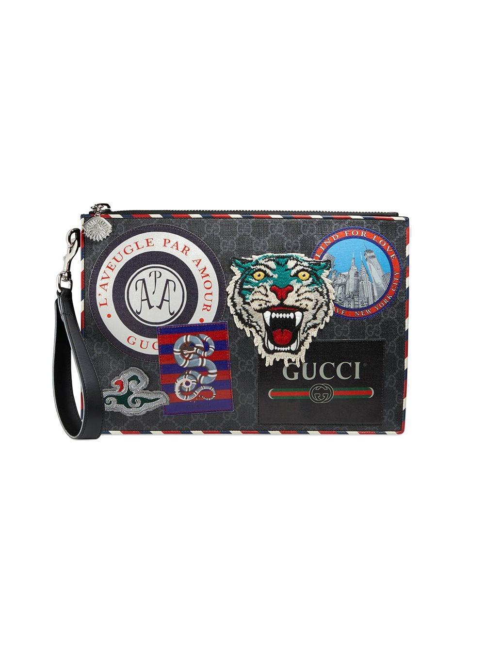 Gucci Night Courrier GG Supreme Pouch in Black for Men | Lyst