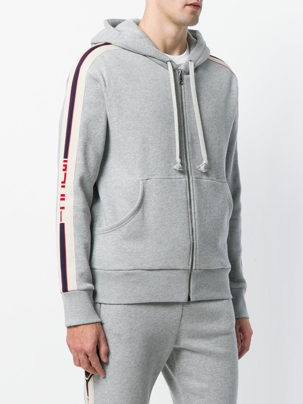 Gucci Banded Zip Hoodie in Gray for Men | Lyst