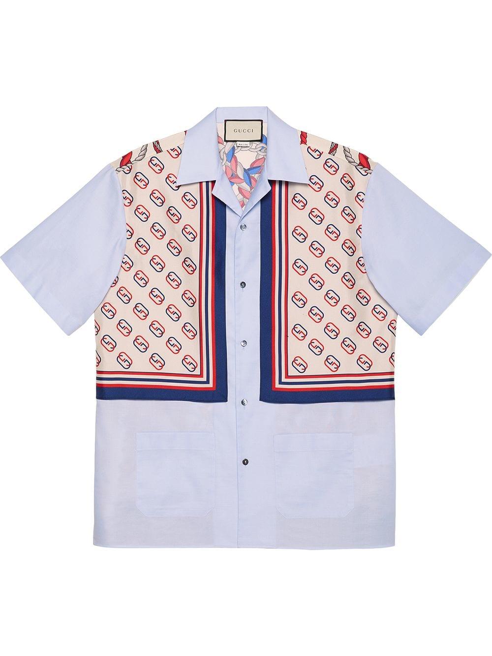 Chemise en coton et soie à imprimé GG et lion Gucci pour homme en coloris  Bleu | Lyst