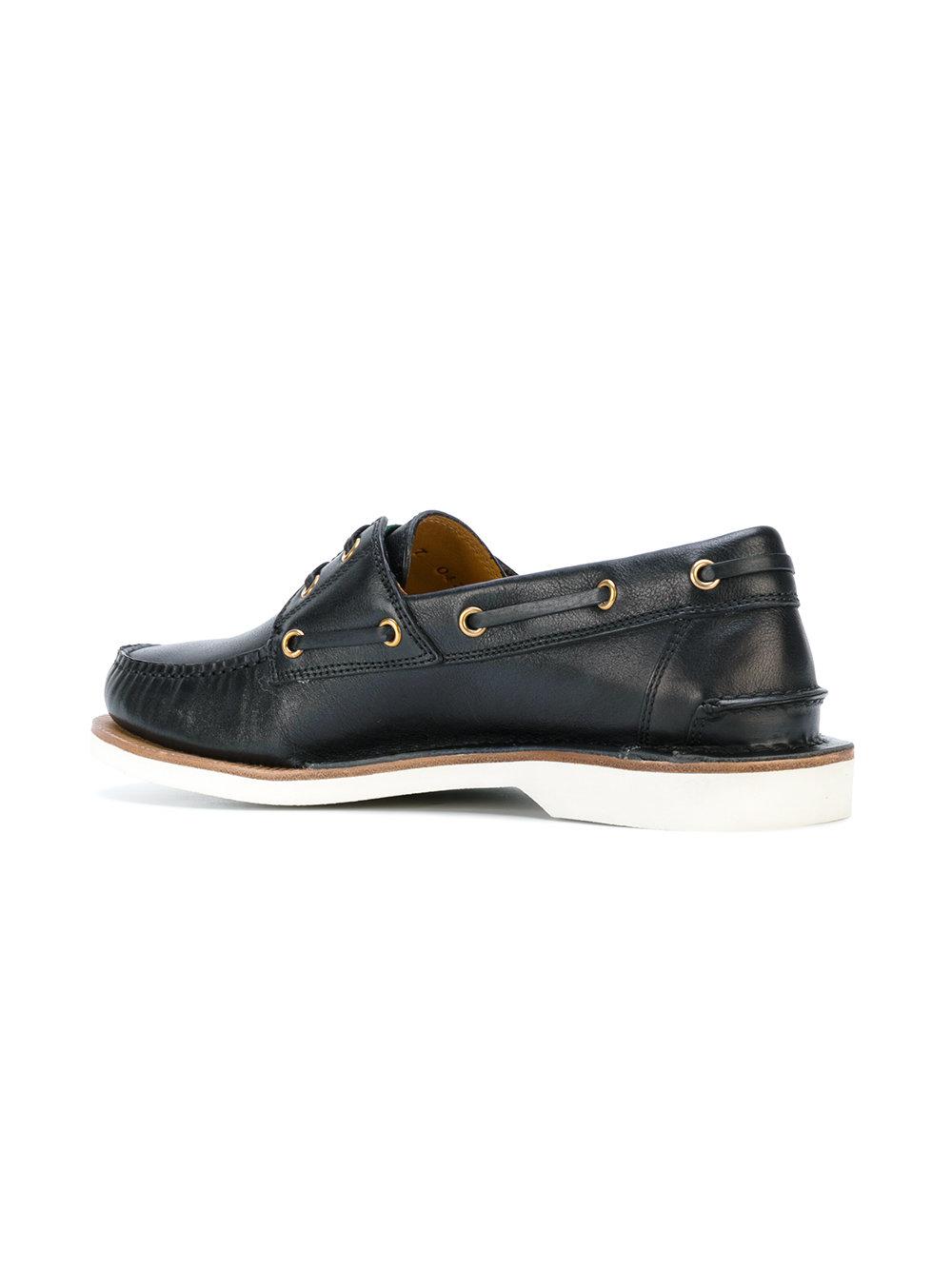 Gucci Leather Boat Shoes in Blue for Men - Lyst