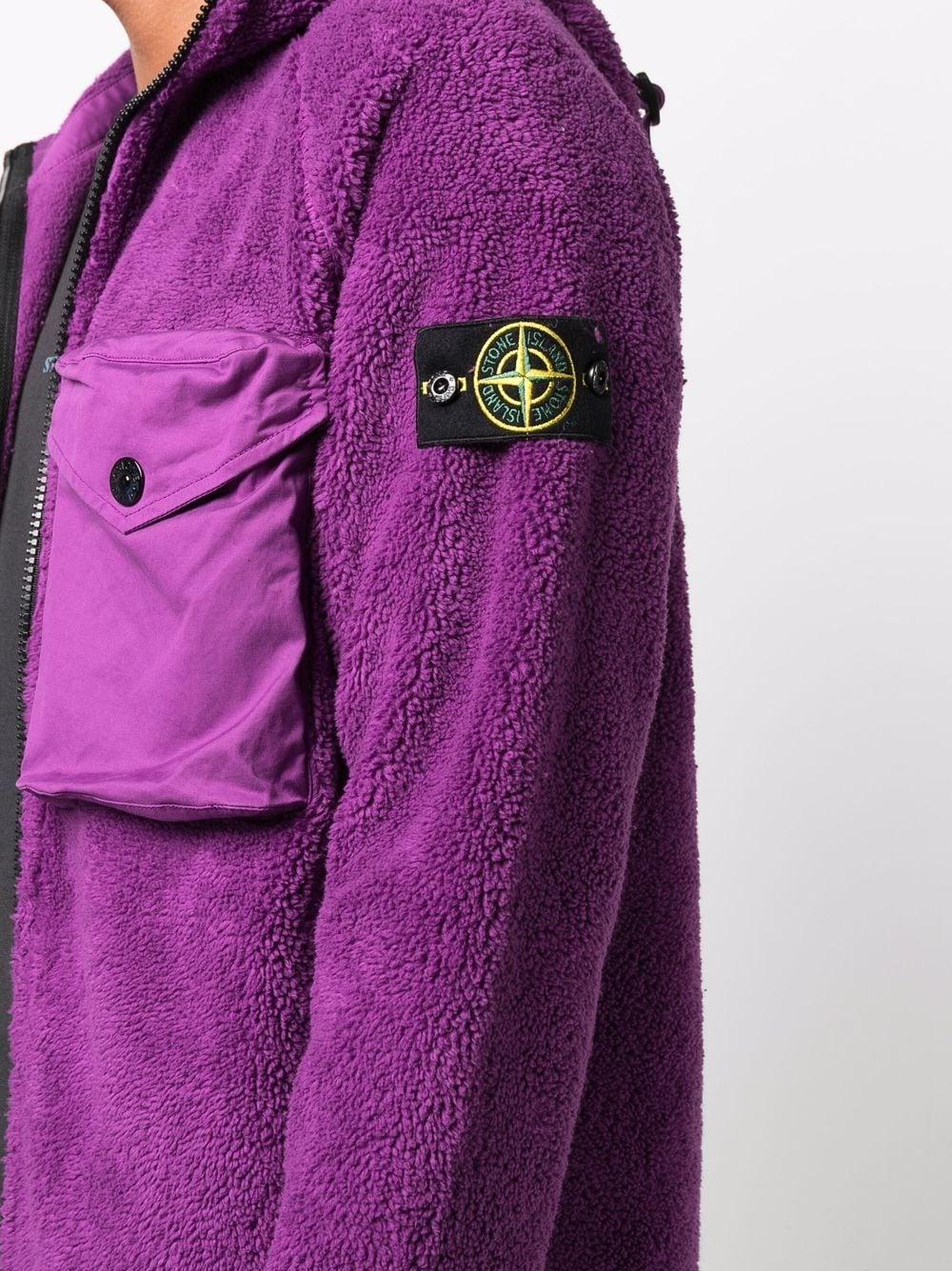 Stone Island Logo Patch Fleece Jacket in Purple for Men | Lyst UK