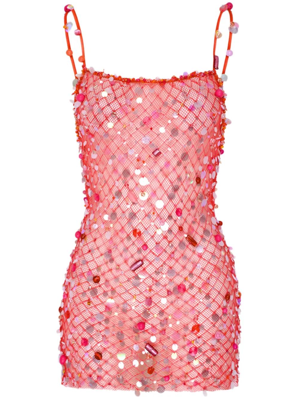 Roberta Einer Fishnet Mini Dress in Red | Lyst