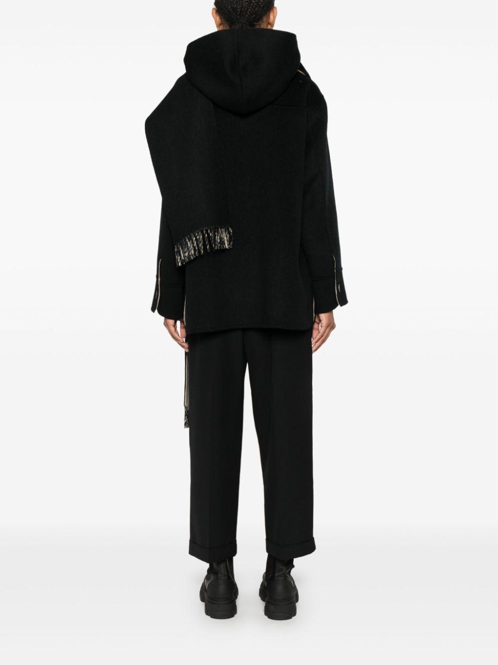 Sandro レディース ブラック フェルト フーデッド ジャケット ジャケット