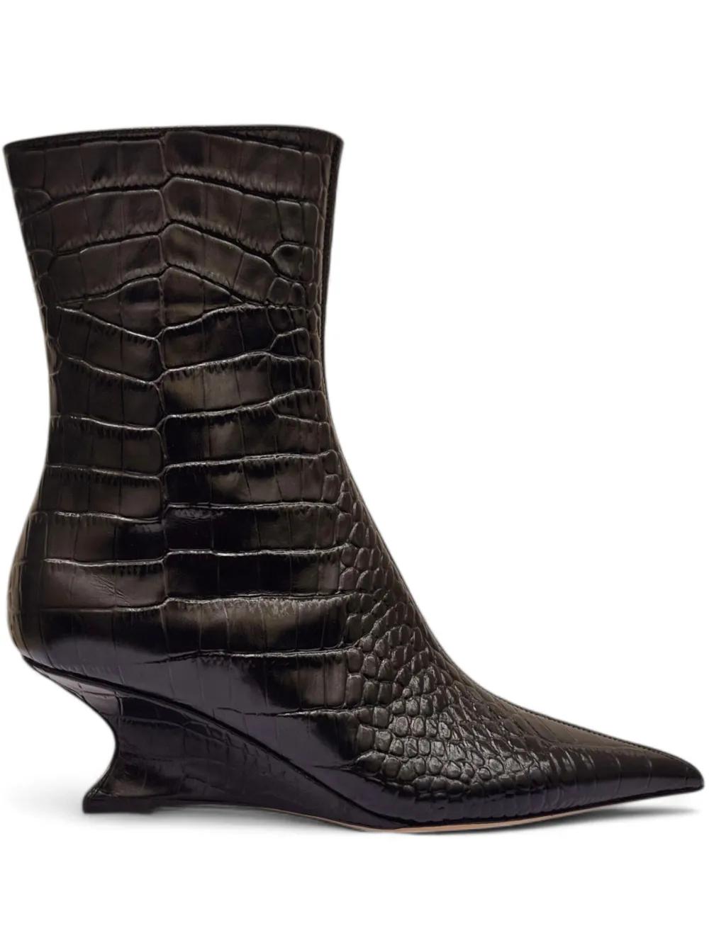 thumbnail image 2 of Red Patent Square Toe Ladies Cowboy Block Heel Ankle Boots 2 of 14