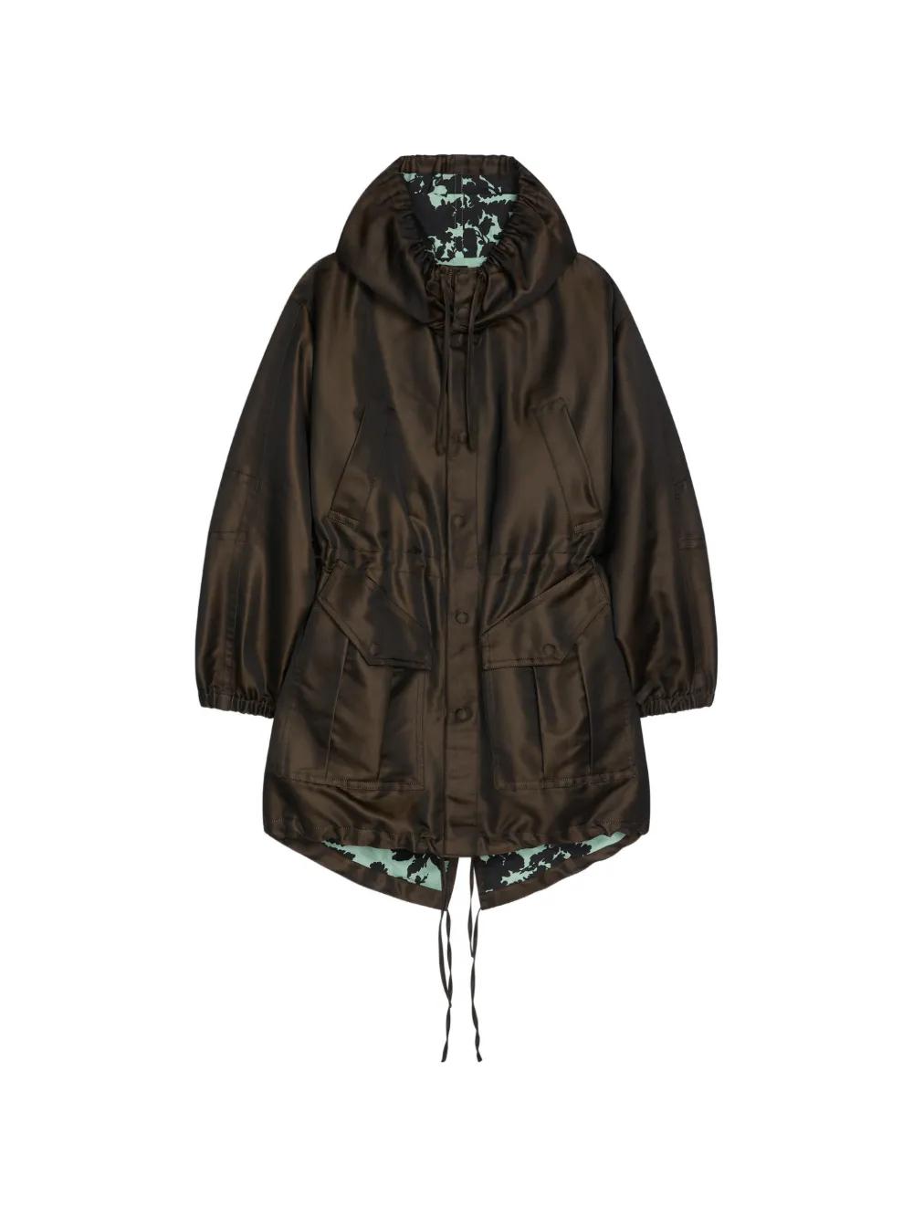 Dries Van Noten Changeant Hooded Parka in Black for Men | Lyst