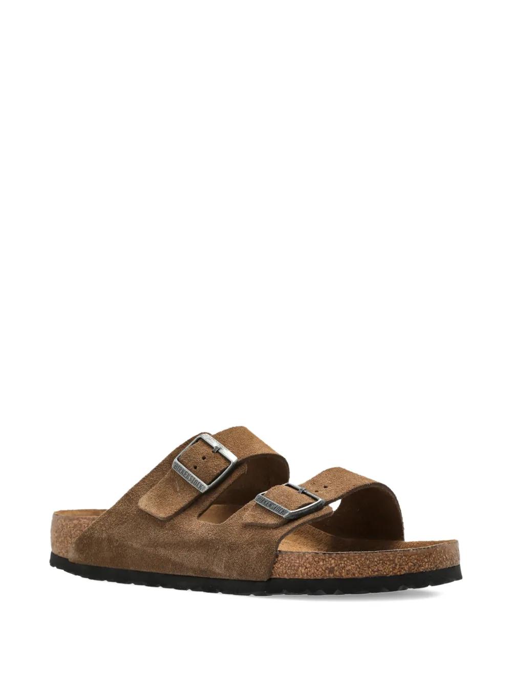 Birkenstock Men\'s Suede Two-Buckle Slide Sandals in Brown Birkenstock Arizona Double-Buckle Suede Sandals in Brown for  main image 4