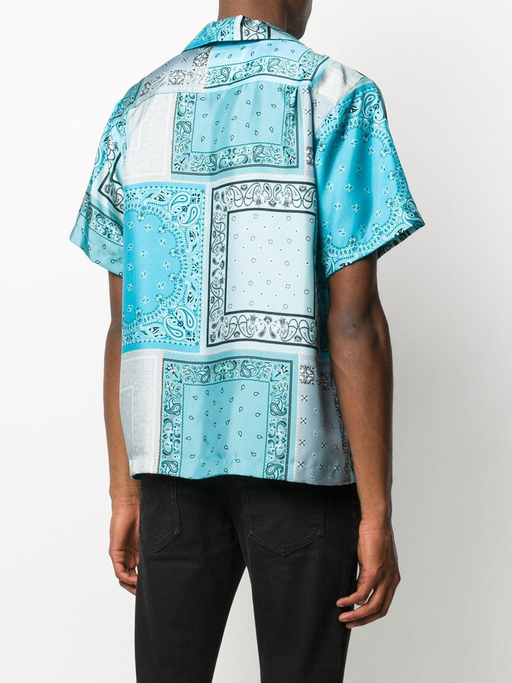 Amiri Short Sleeve Bandana Print Silk Shirt in Blue for Men Lyst