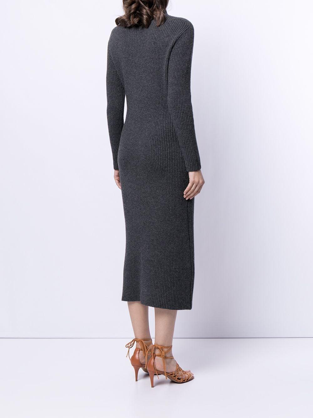 Polo Ralph Lauren Cotton Ribbed-knit Midi Dress in Grey (Gray) - Lyst