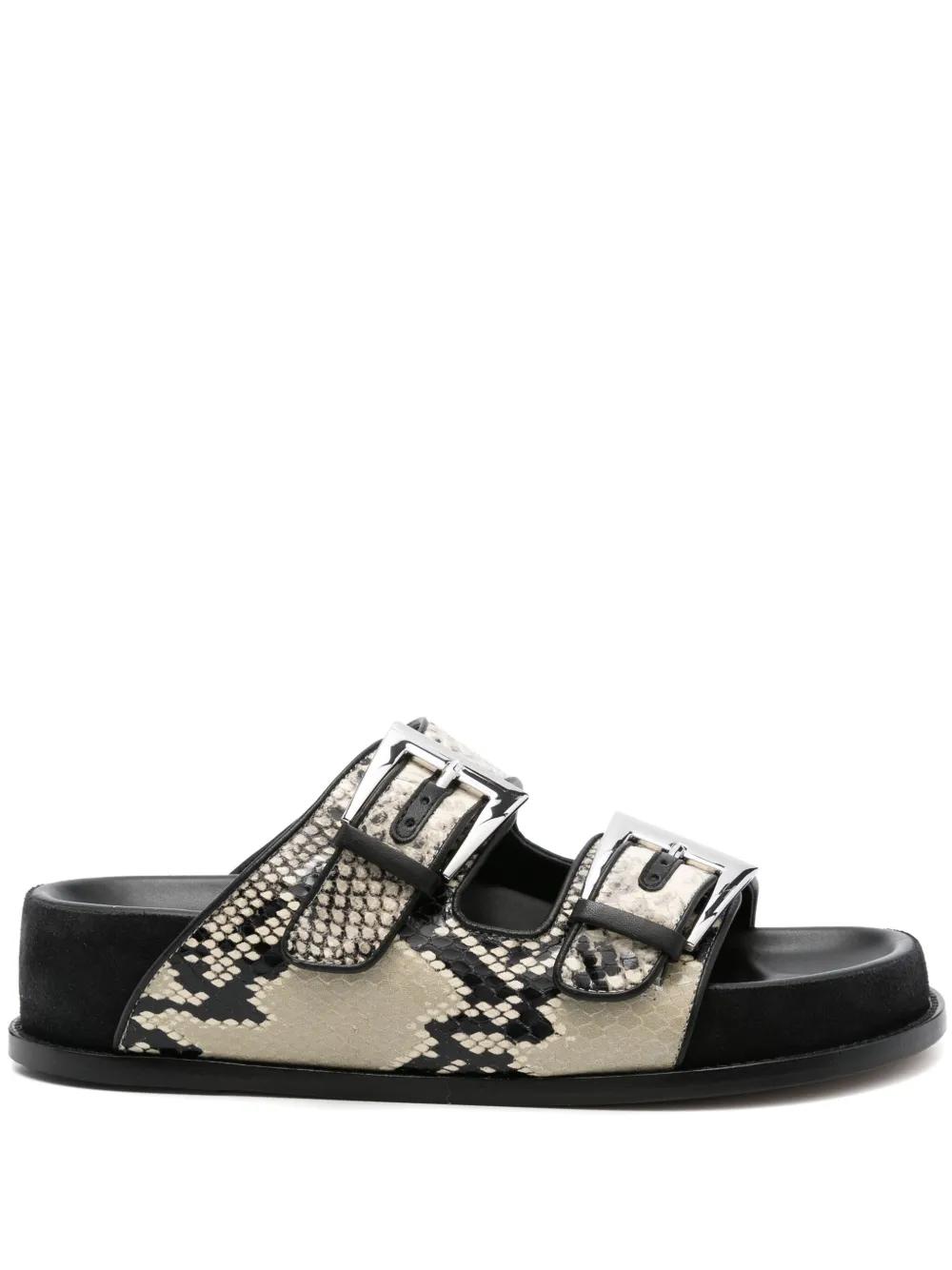 サンダル・ミュール Paris Texas Lauren Croco Flat Sandals Paris Texas Lauren Croco Flat Sandals in Grey | THE LIST