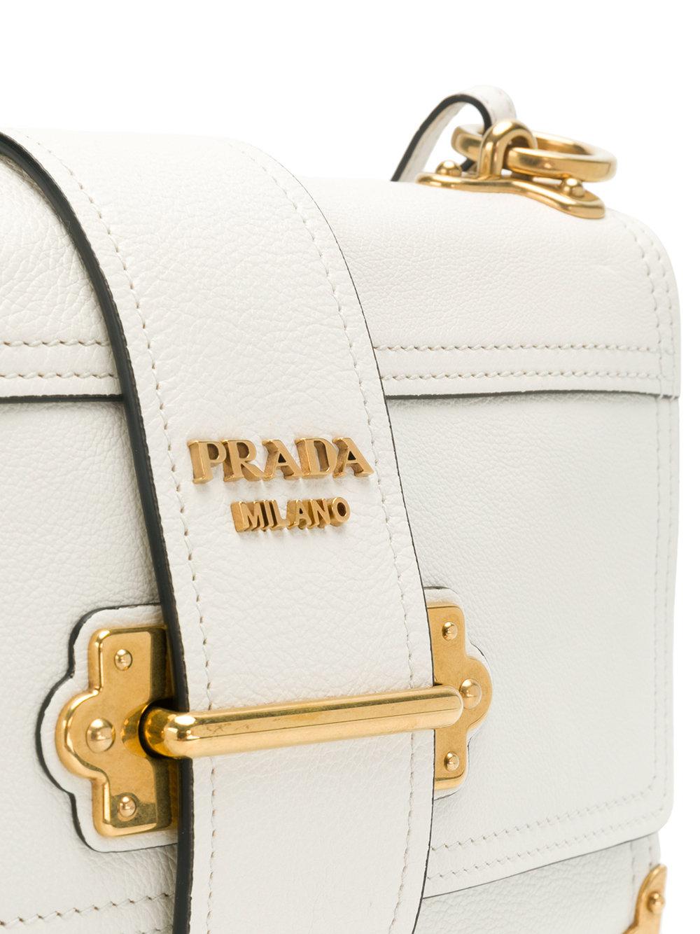 Prada Leather Cahier Shoulder Bag in White - Lyst