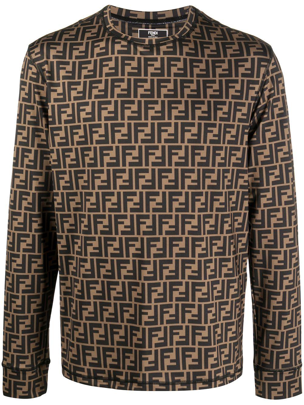 Fendi Ff Motif Long-sleeved T-shirt in Brown for Men | Lyst