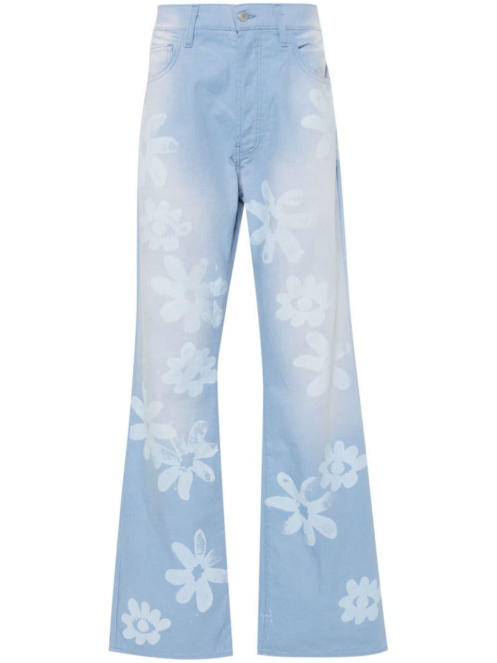 Alchemist Floral-print Canvas Trousers in Blue for Men