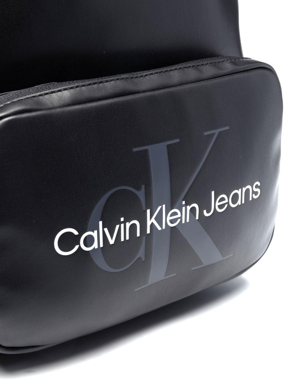 Calvin Klein Logo-print Calf Leather Backpack in Black for Men | Lyst