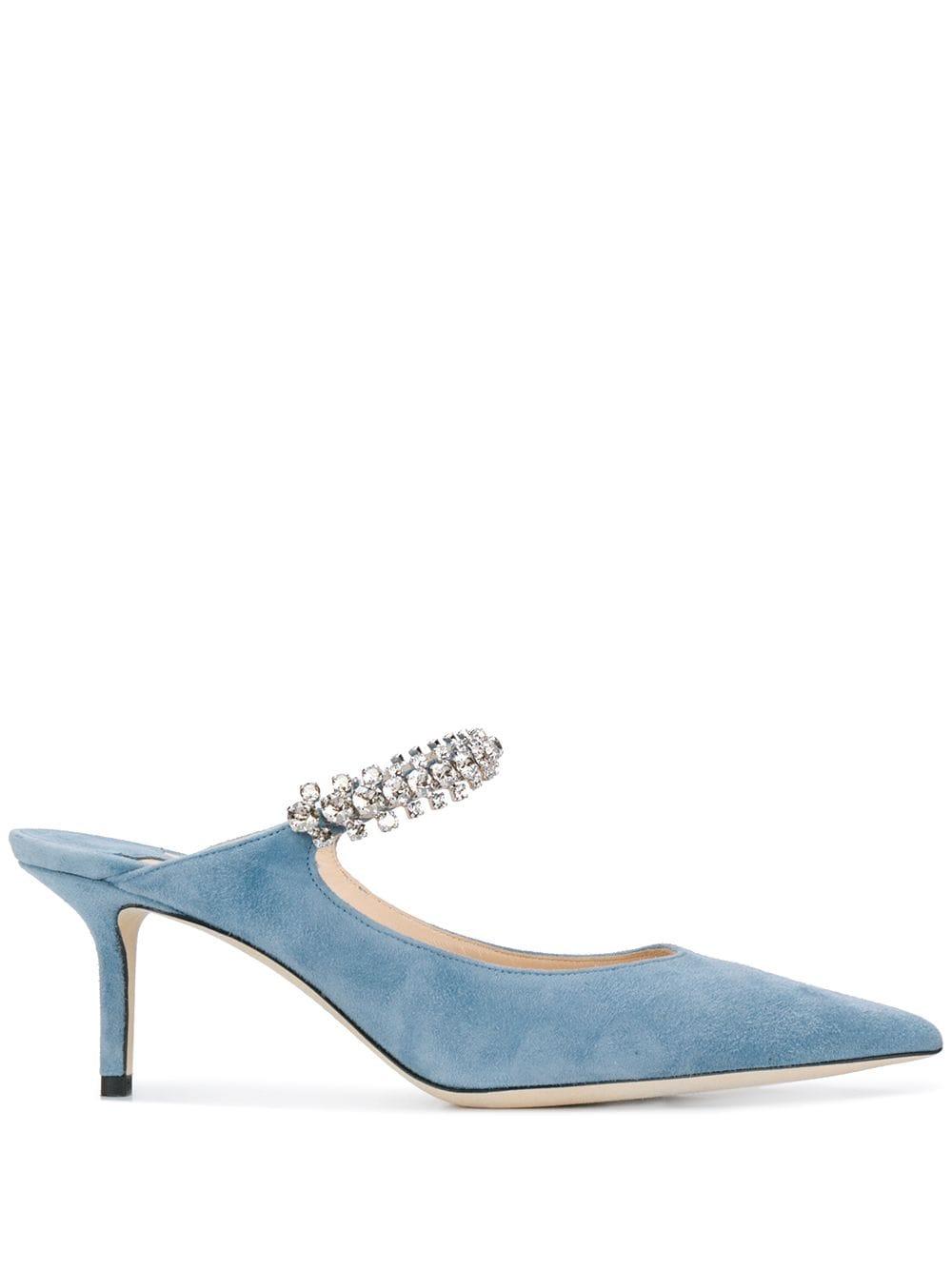 Jimmy Choo Bing 65 Suede Crystal Mules in Blue | Lyst UK