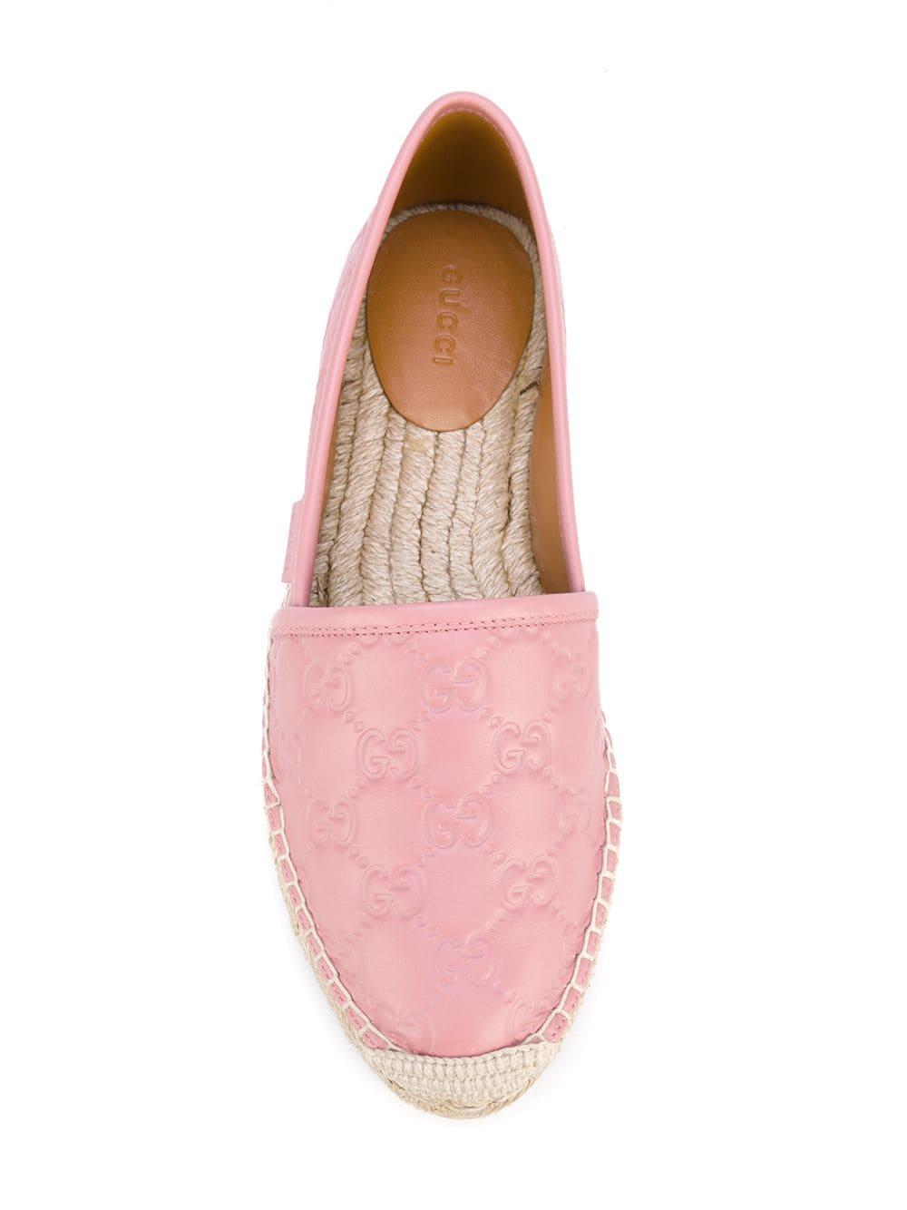 Gucci Leather GG Signature Espadrilles in Pink - Lyst