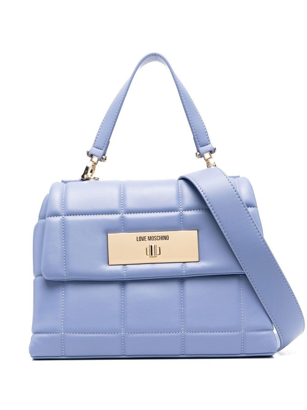 Love Moschino Logo-plaque Quilted Tote Bag in Blue | Lyst