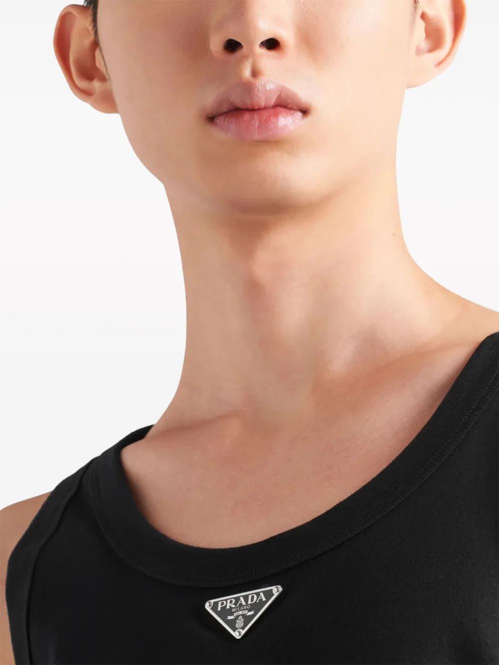 れいれい　 PRADAのロゴプレート付き黒タンクトップ36 Prada Logo Cotton Tank Top in Black for Men | Lyst