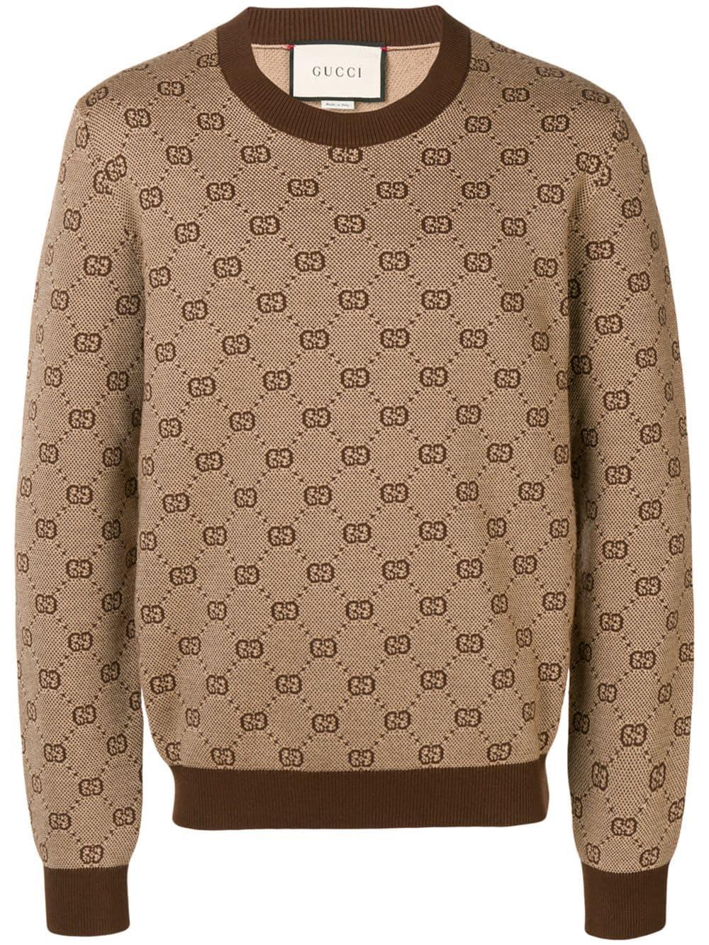 Gucci GG Jacquard Sweater in Brown for Men | Lyst Canada