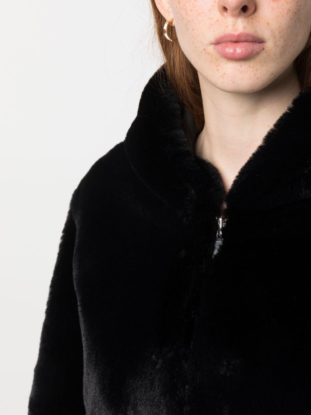 Claudie Pierlot Faux-fur Hooded Jacket in Black | Lyst