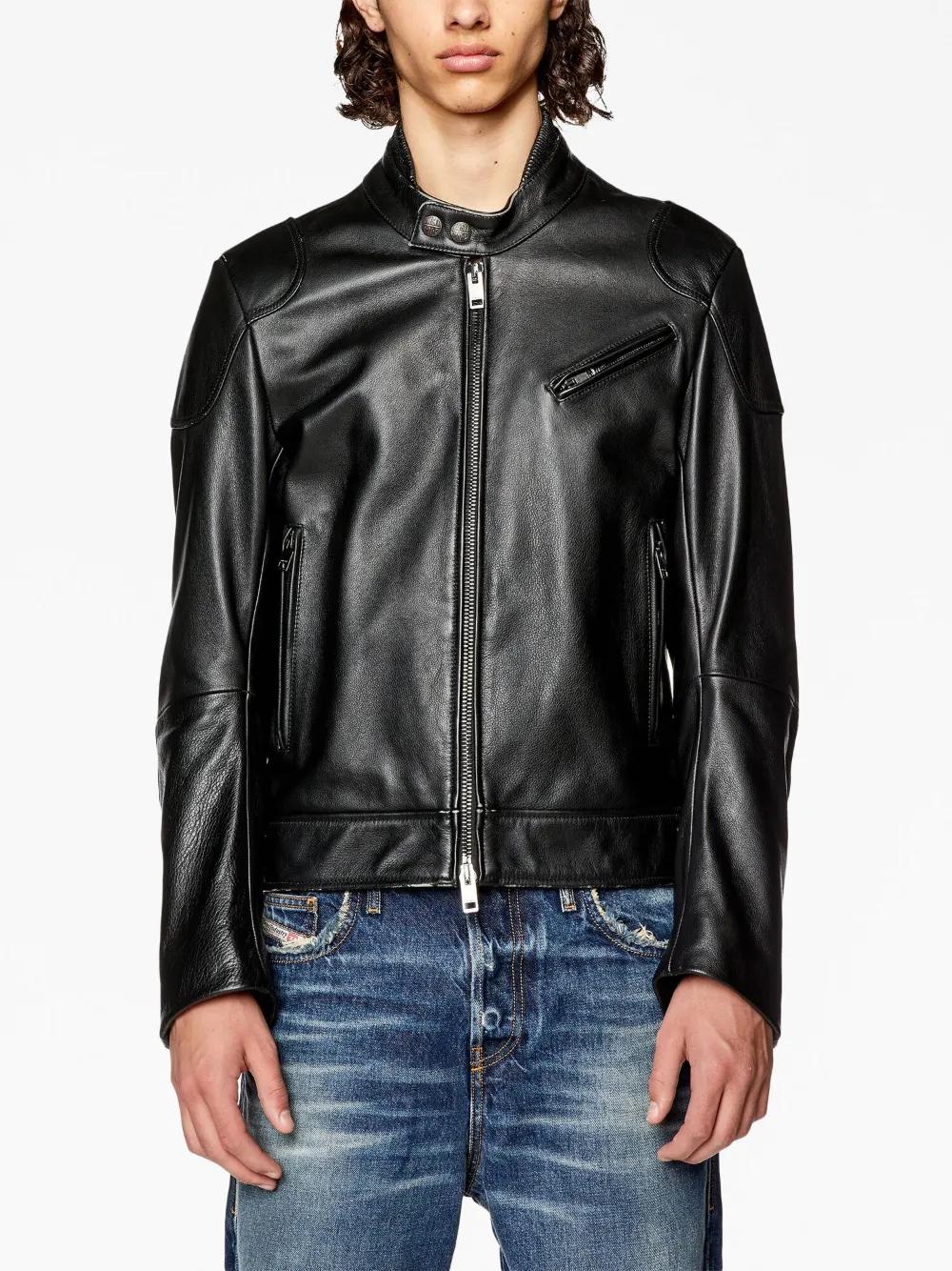 DIESEL 'L-Hein' Leather Jacket in Black for Men | Lyst