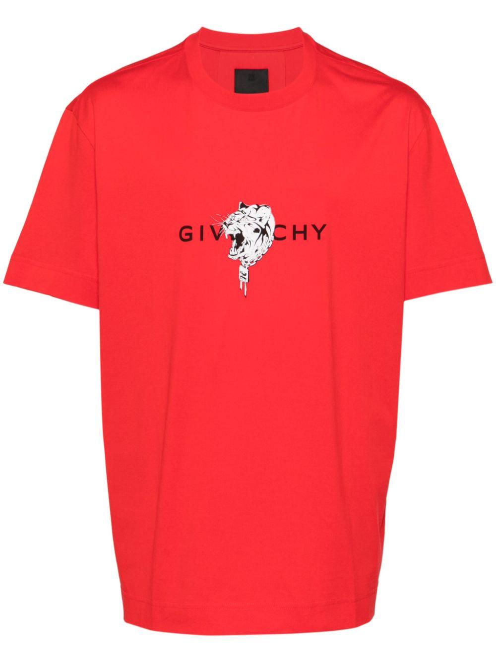 Givenchy メンズ レッド ロゴ Tシャツ Tシャツ