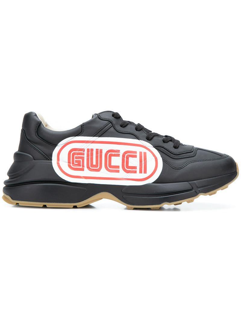 gucci black rhyton sneakers