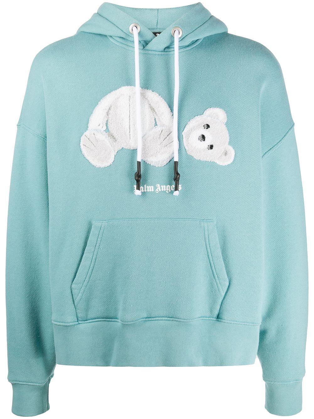 Palm Angels Cotton Teddy Bear Hoodie in Blue for Men - Lyst