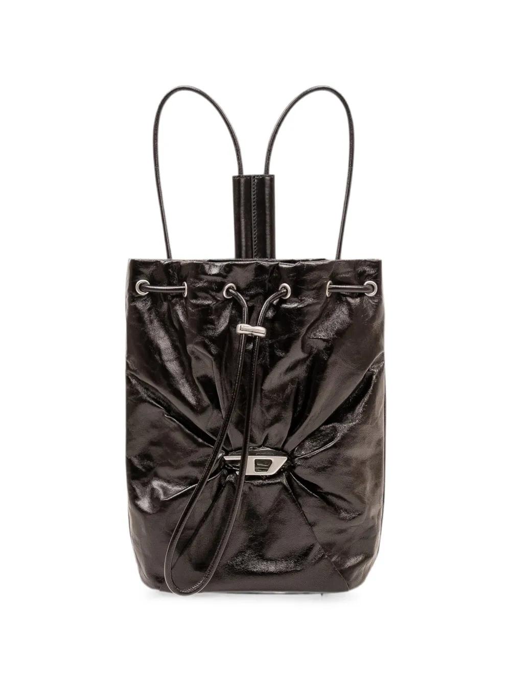 diesel black leather backpack with front logo THE HOLI Diesel Backpack D-PACK | Men's