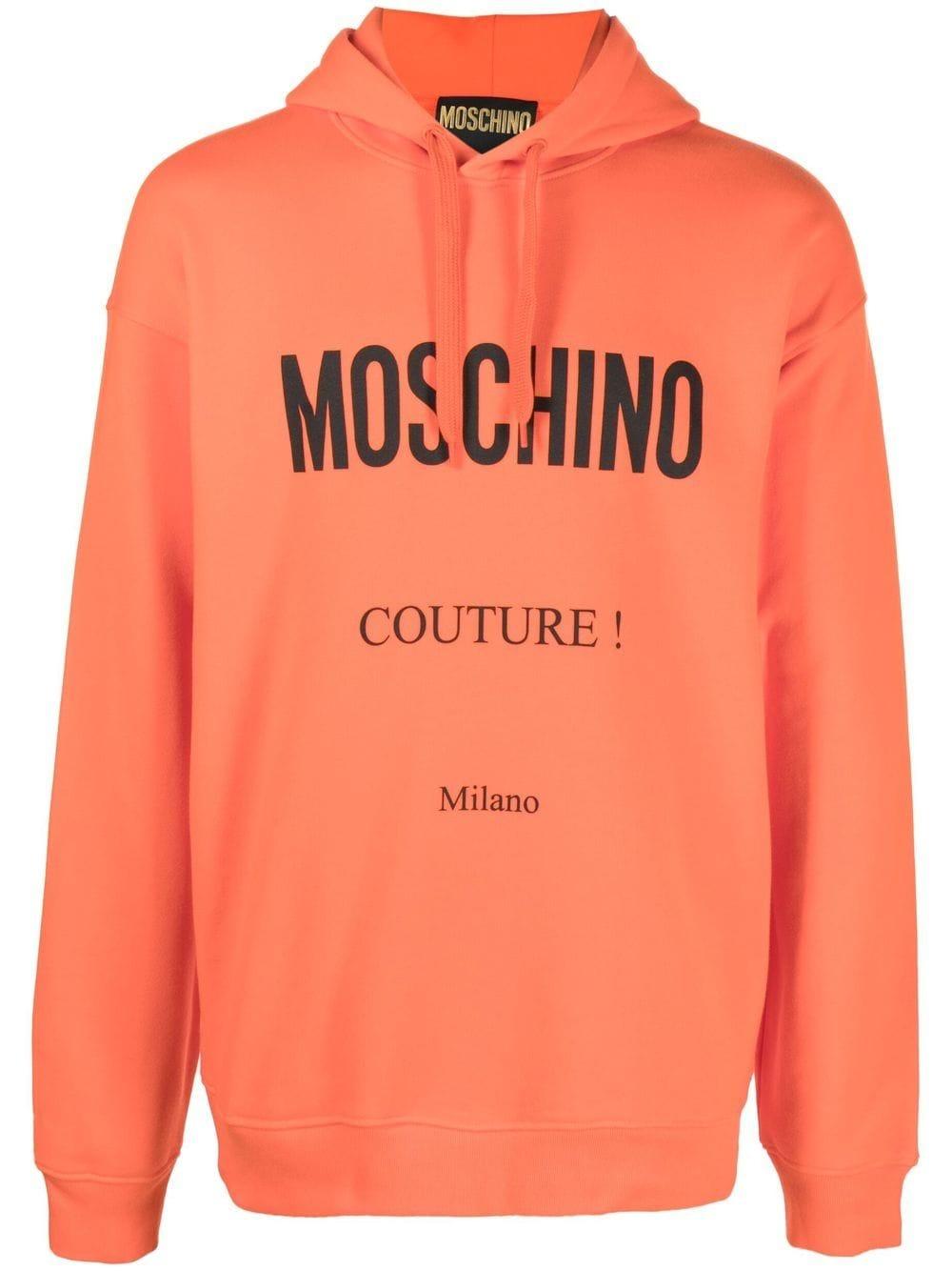 Moschino Logo-print Cotton Hoodie in Orange for Men | Lyst