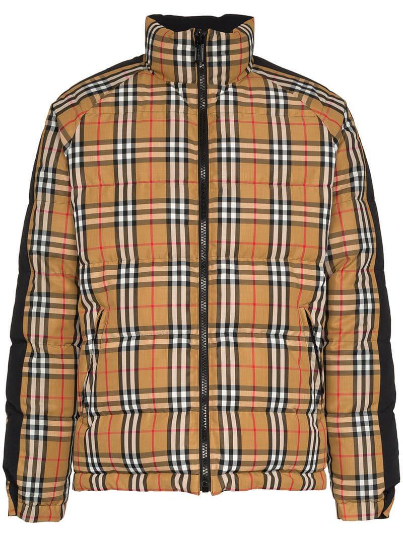 Burberry Synthetic Reversible Check Logo Print Feather Down Puffer 