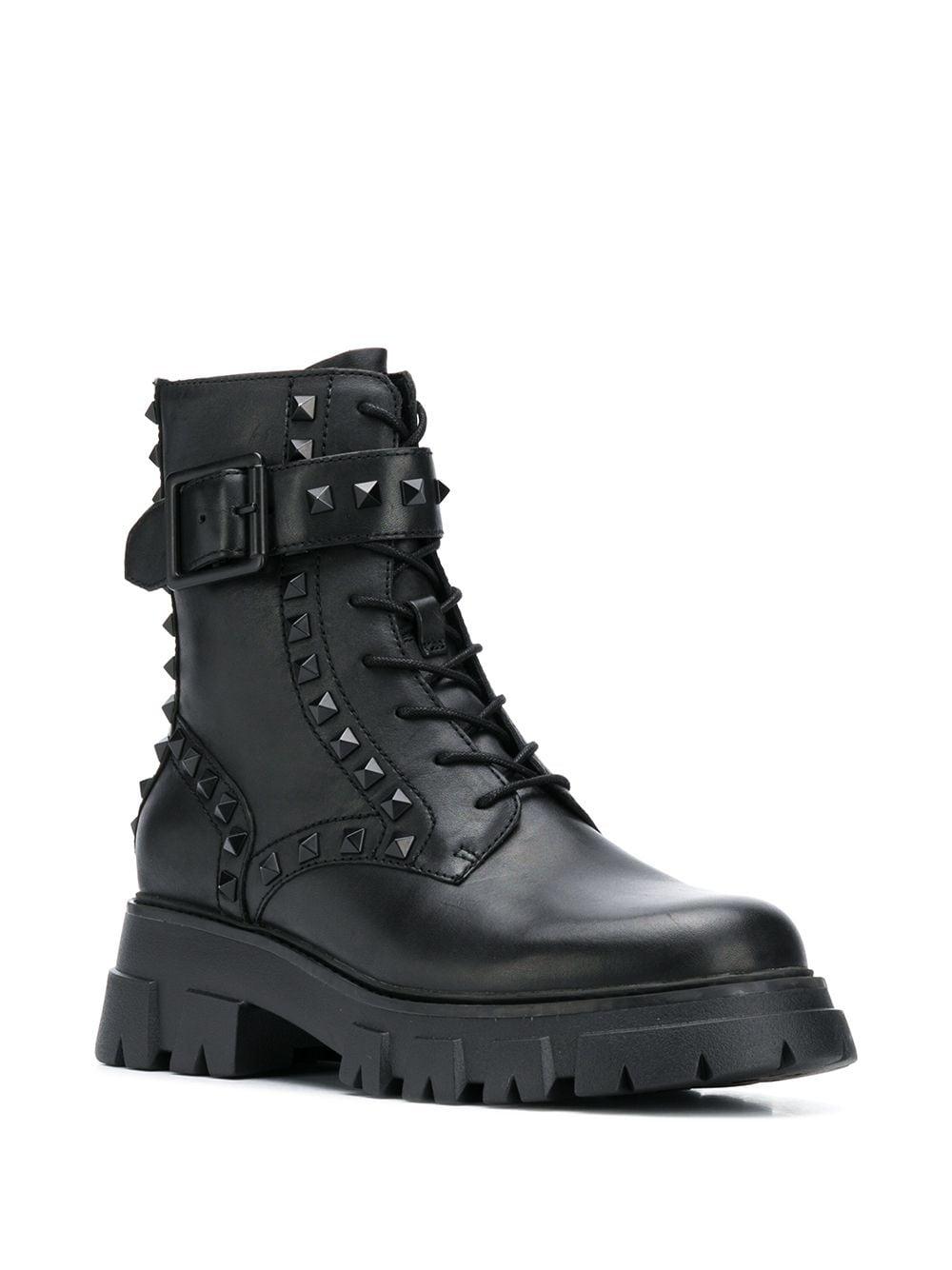 Ash Leather Lewis Stud Military Boots in Black - Lyst