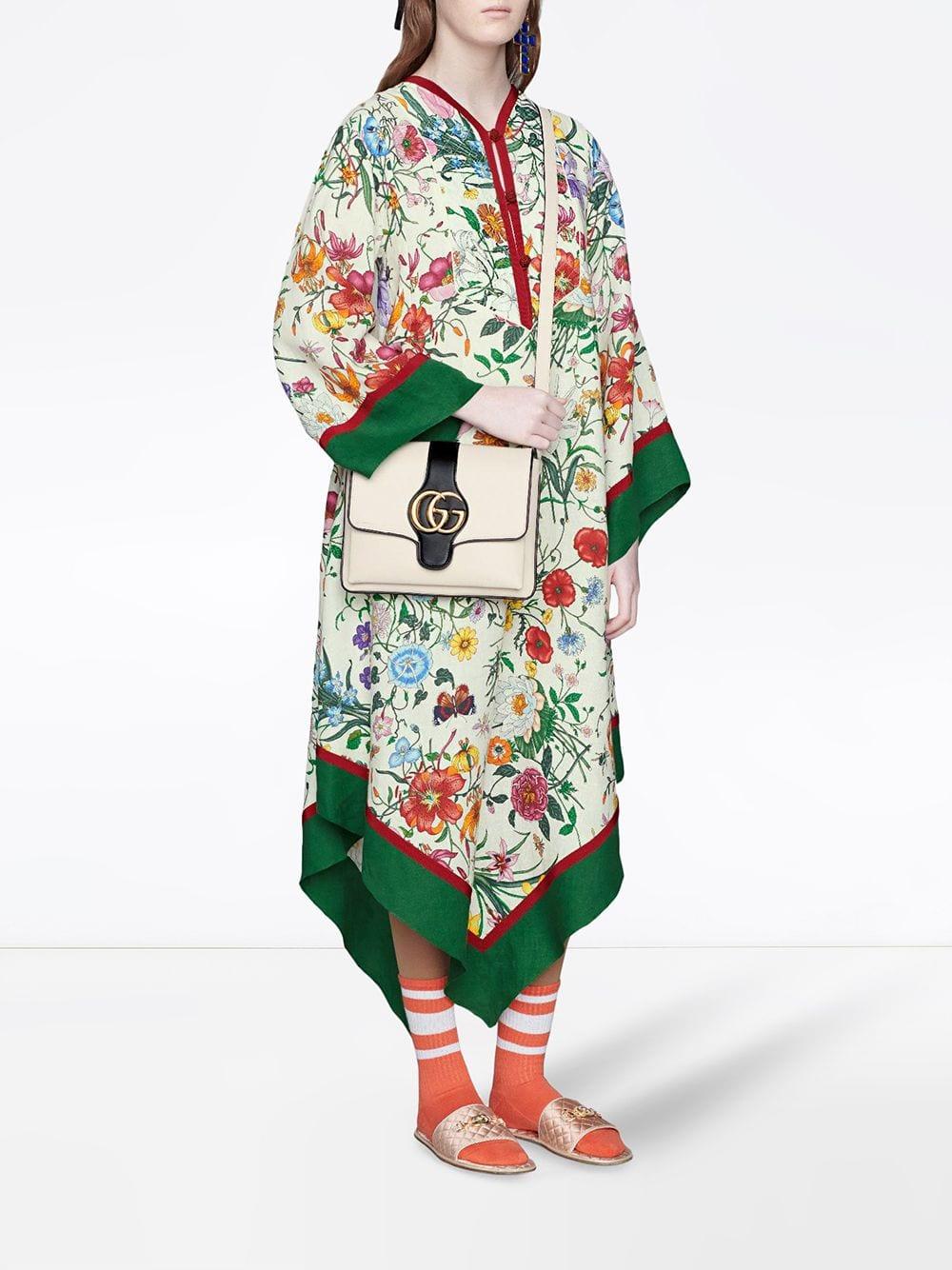 Gucci Flora Print Kimono-style Dress in Green | Lyst